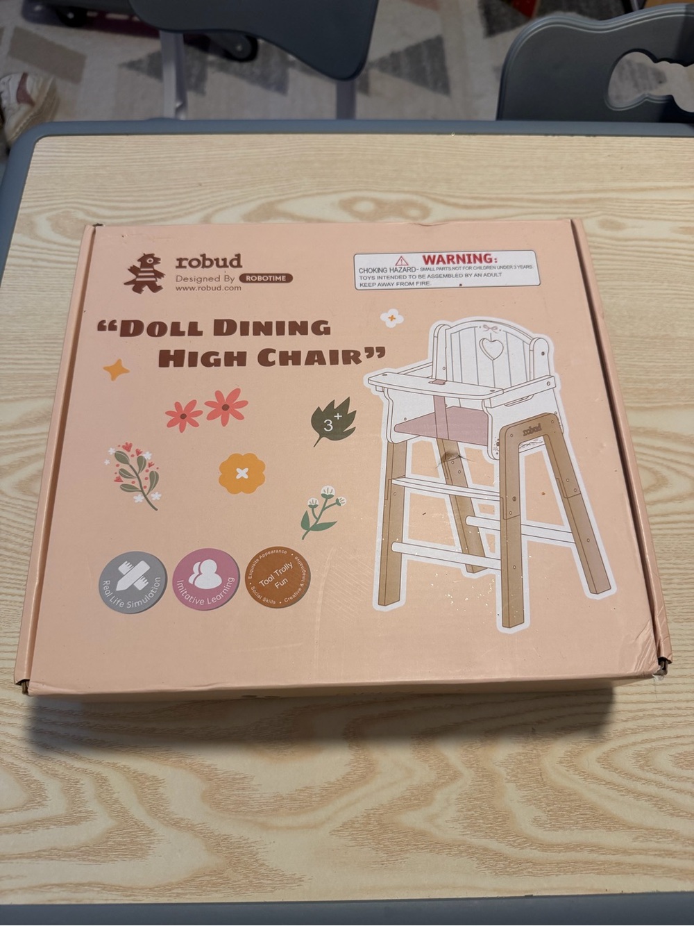 Robud designed by Robotime Doll Dining High Chair for Dolls New Sealed